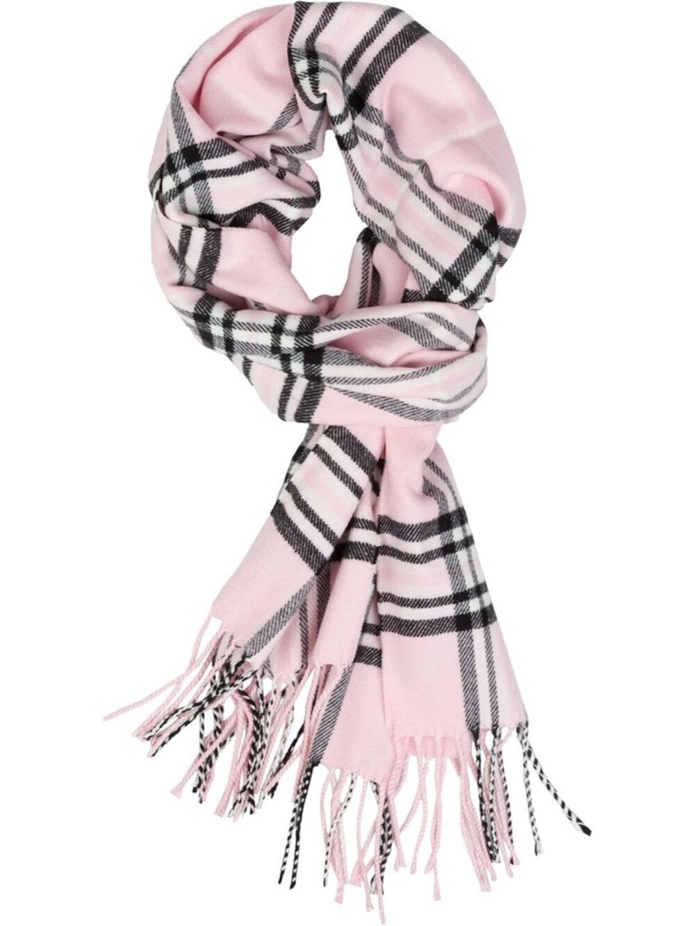 Unisex Bright Pink Plaid Plum Feather Super Soft Luxurious Cashmere Scarf